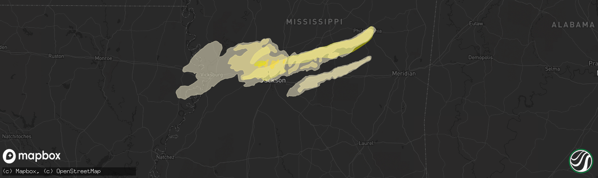 Hail map in Brandon, MS on April 9, 2024