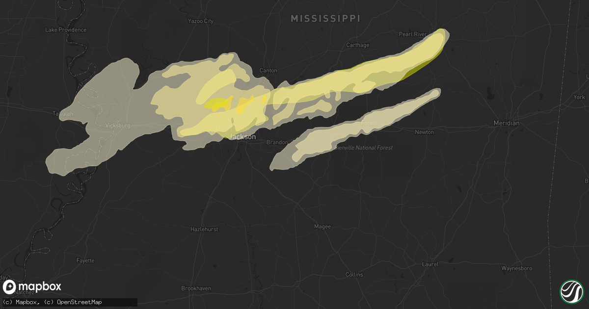 Hail map in Brandon, MS on April 9, 2024
