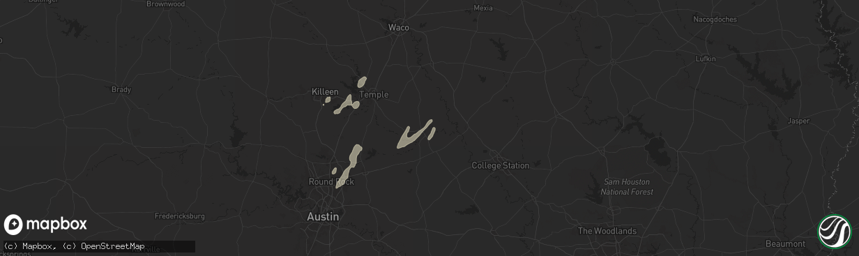 Hail map in Cameron, TX on April 9, 2024