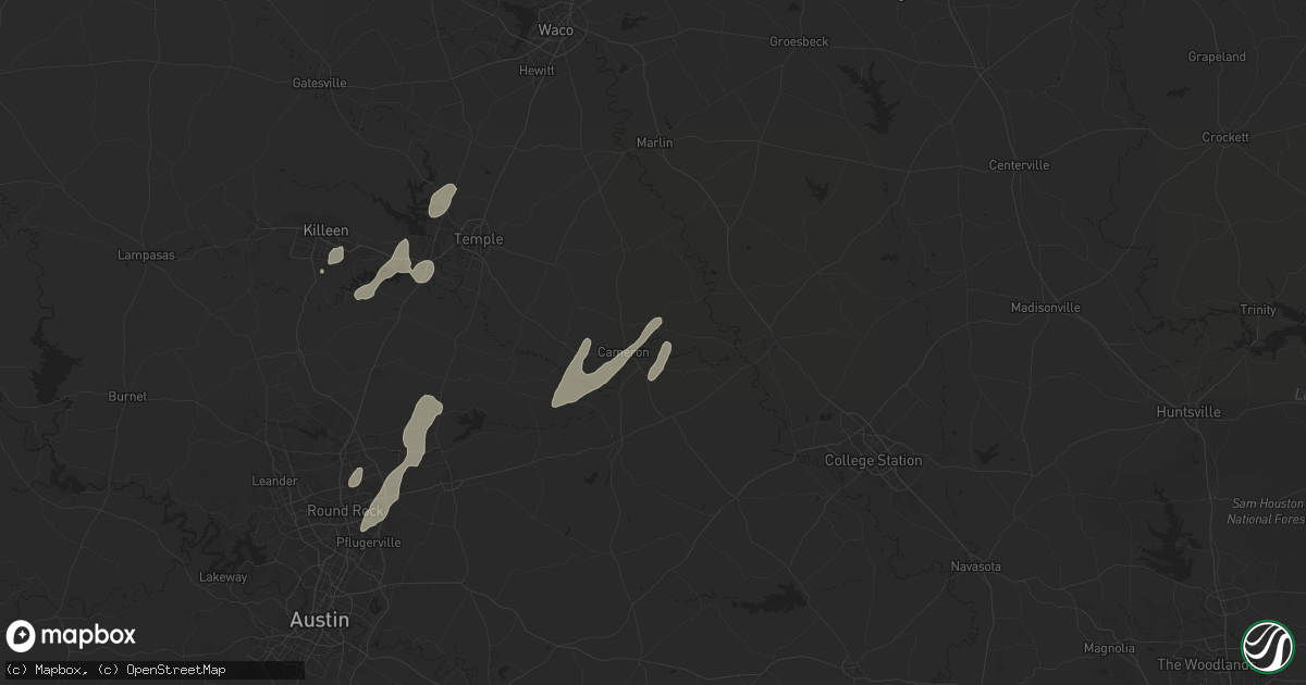 Hail map in Cameron, TX on April 9, 2024