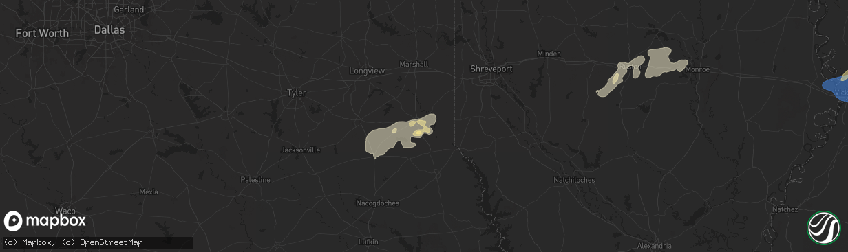 Hail map in Carthage, TX on April 9, 2024