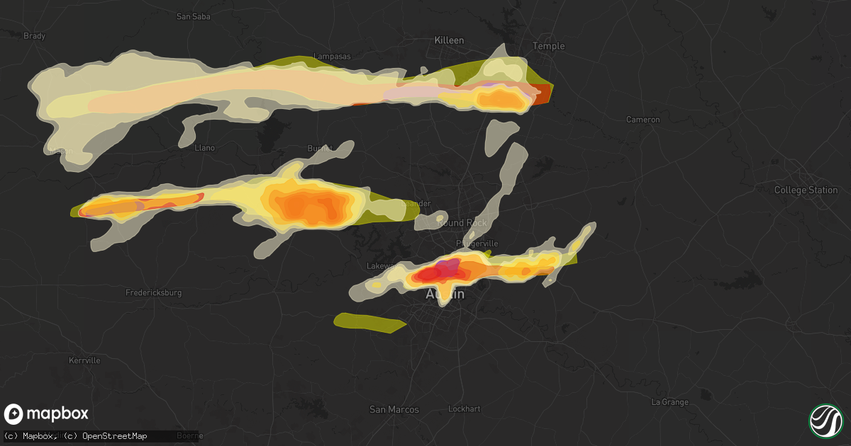 Hail map in Cedar Park, TX on April 9, 2024