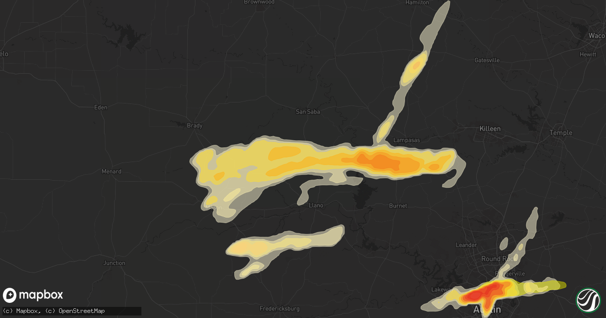 Hail map in Cherokee, TX on April 9, 2024
