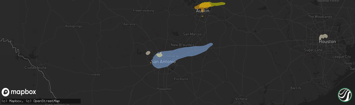 Hail map in Cibolo, TX on April 9, 2024