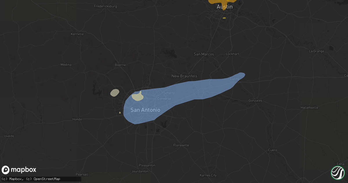 Hail map in Cibolo, TX on April 9, 2024