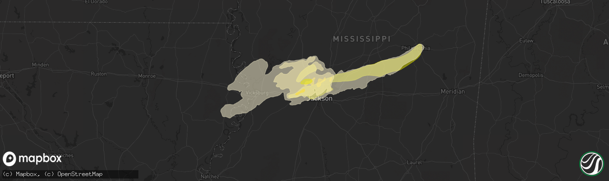 Hail map in Clinton, MS on April 9, 2024
