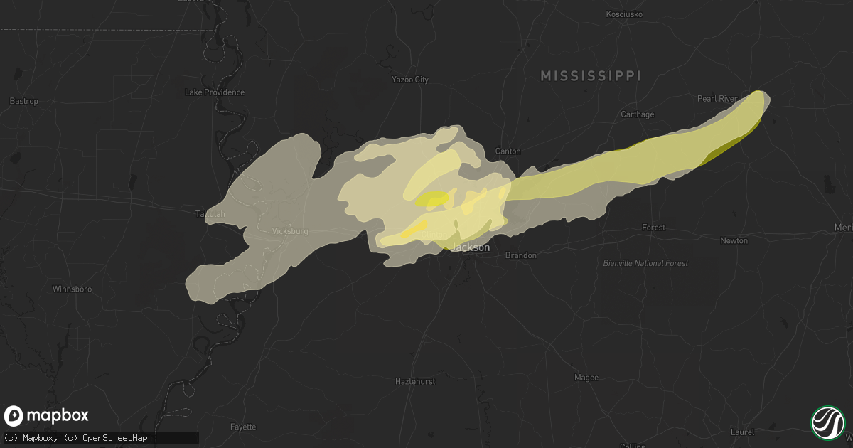 Hail map in Clinton, MS on April 9, 2024