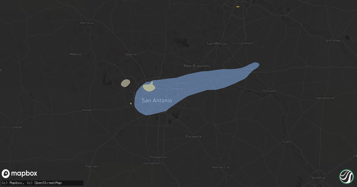 Hail map in Converse, TX on April 9, 2024