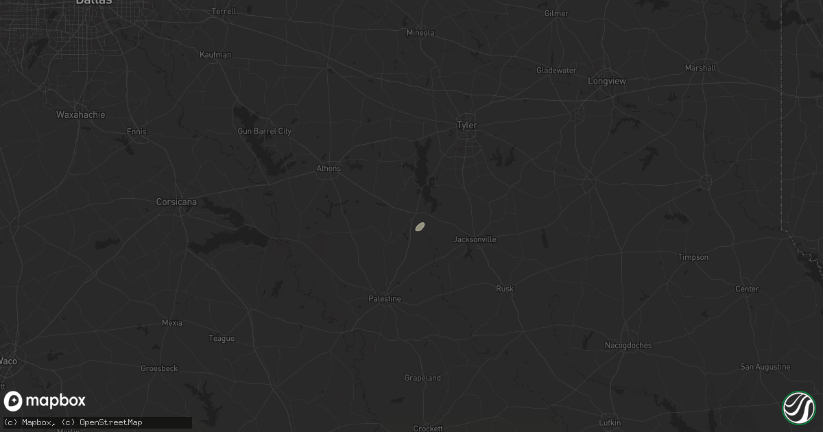 Hail map in Frankston, TX on April 9, 2024