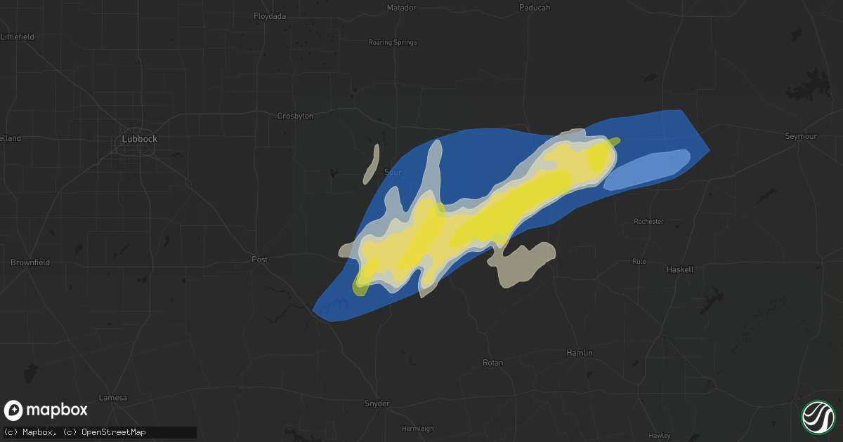 Hail map in Girard, TX on April 9, 2024