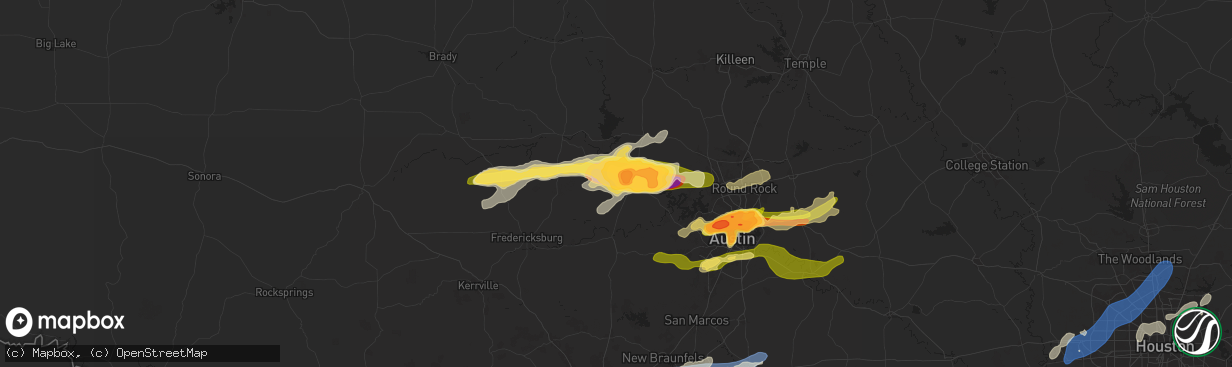 Hail map in Horseshoe Bay, TX on April 9, 2024