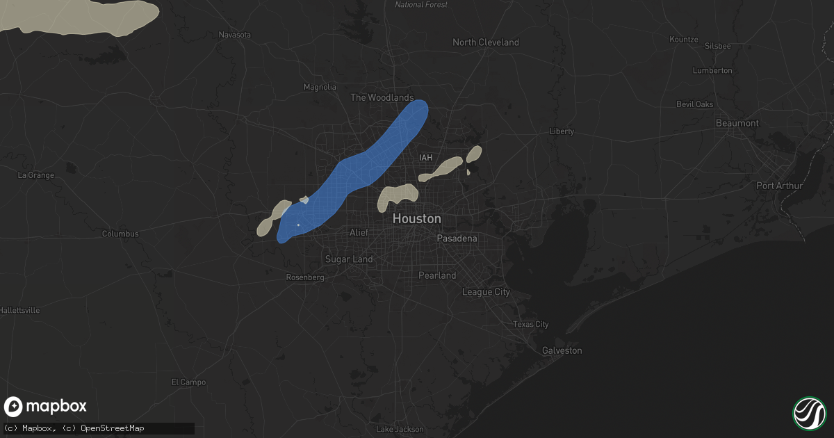Hail map in Houston, TX on April 9, 2024