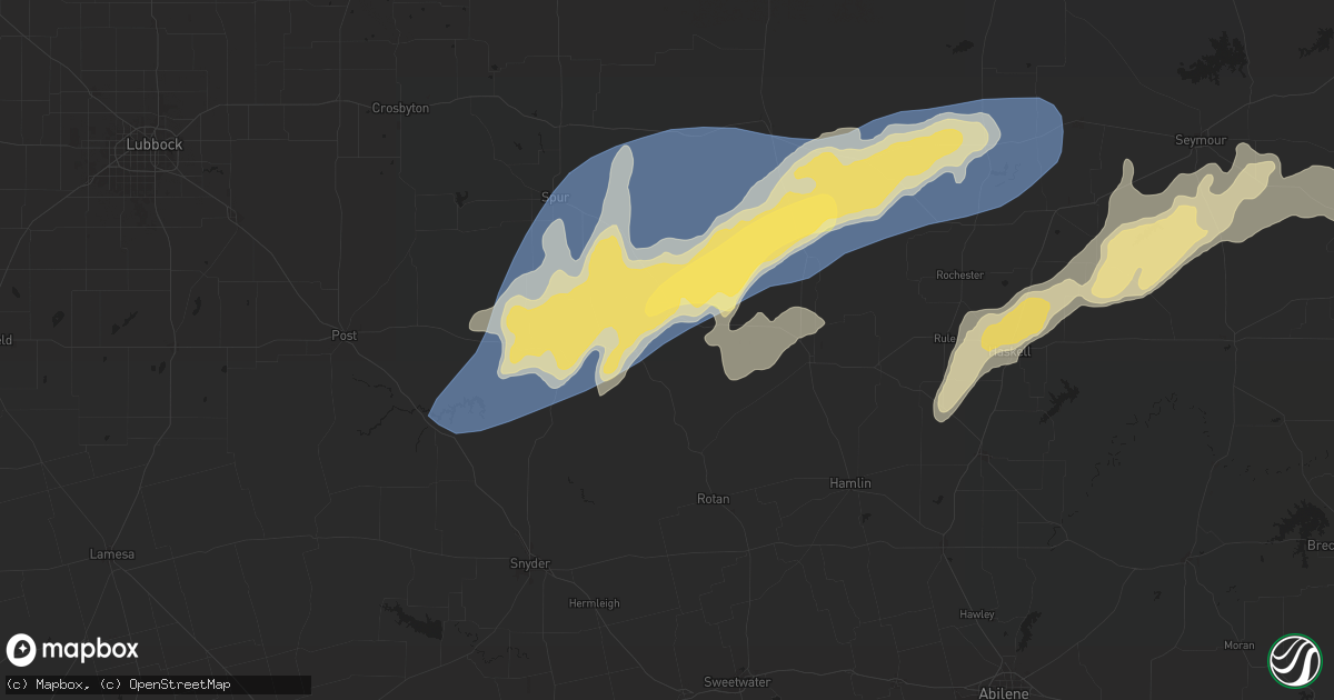Hail map in Jayton, TX on April 9, 2024