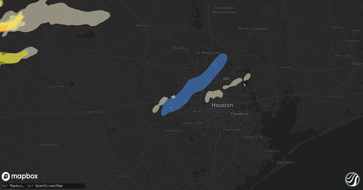 Hail map in Katy, TX on April 9, 2024