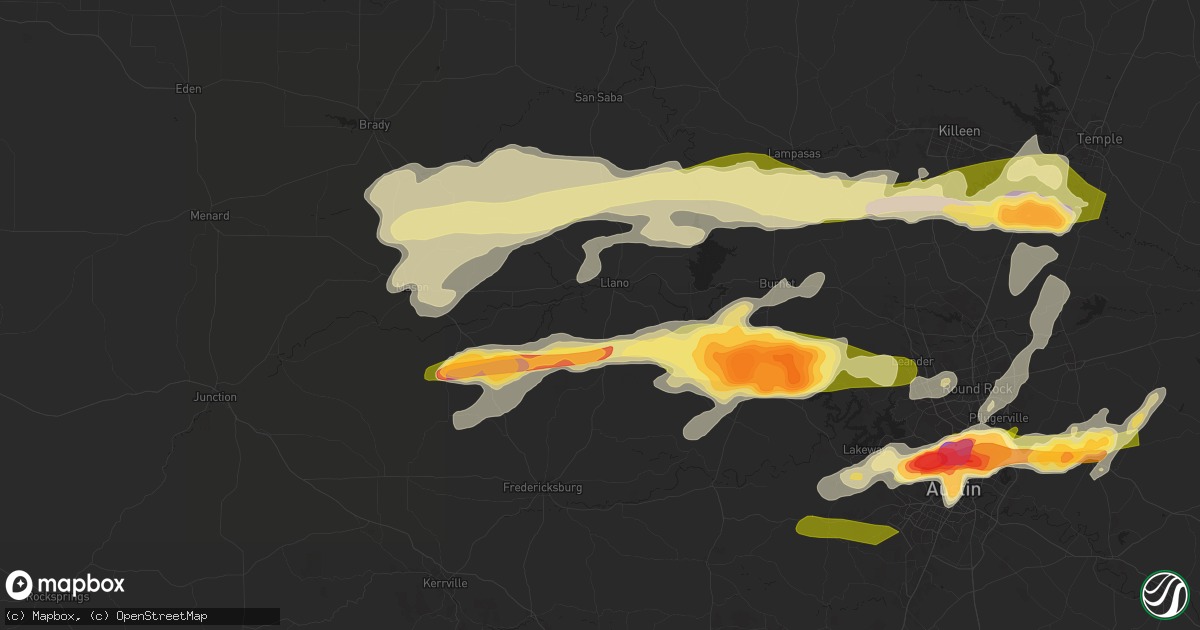 Hail map in Llano, TX on April 9, 2024