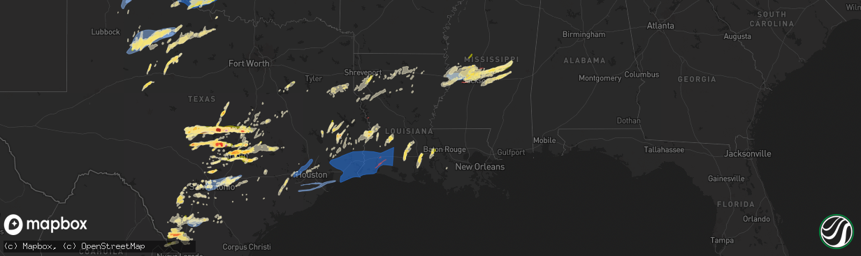 Hail map in Louisiana on April 9, 2024