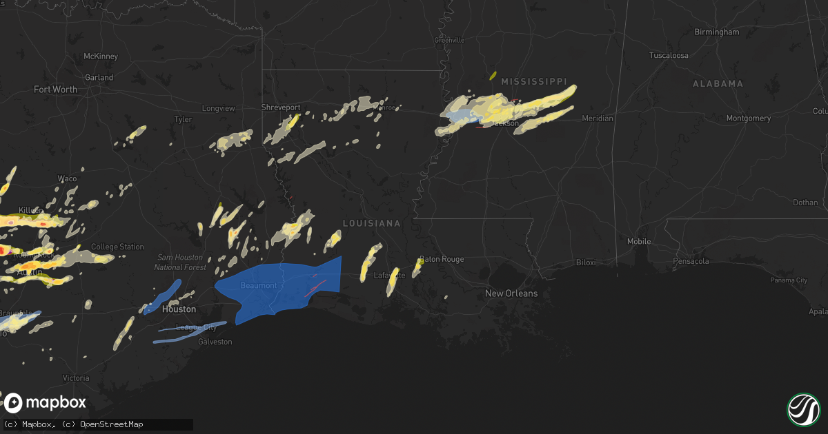 Hail map in Louisiana on April 9, 2024