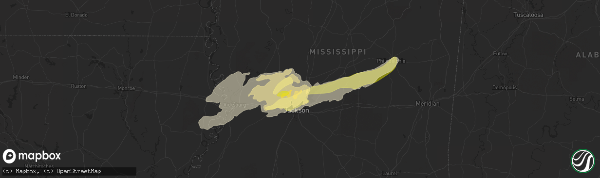 Hail map in Madison, MS on April 9, 2024