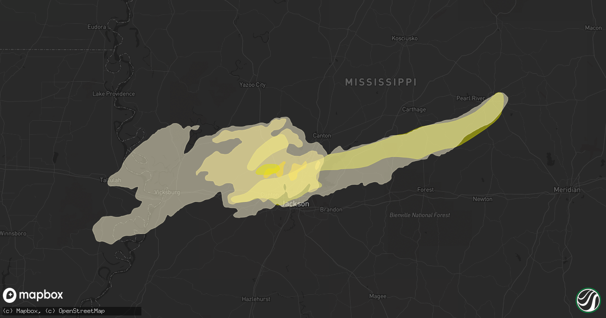 Hail map in Madison, MS on April 9, 2024