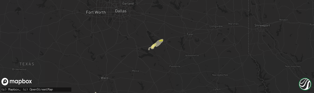 Hail map in Malakoff, TX on April 9, 2024