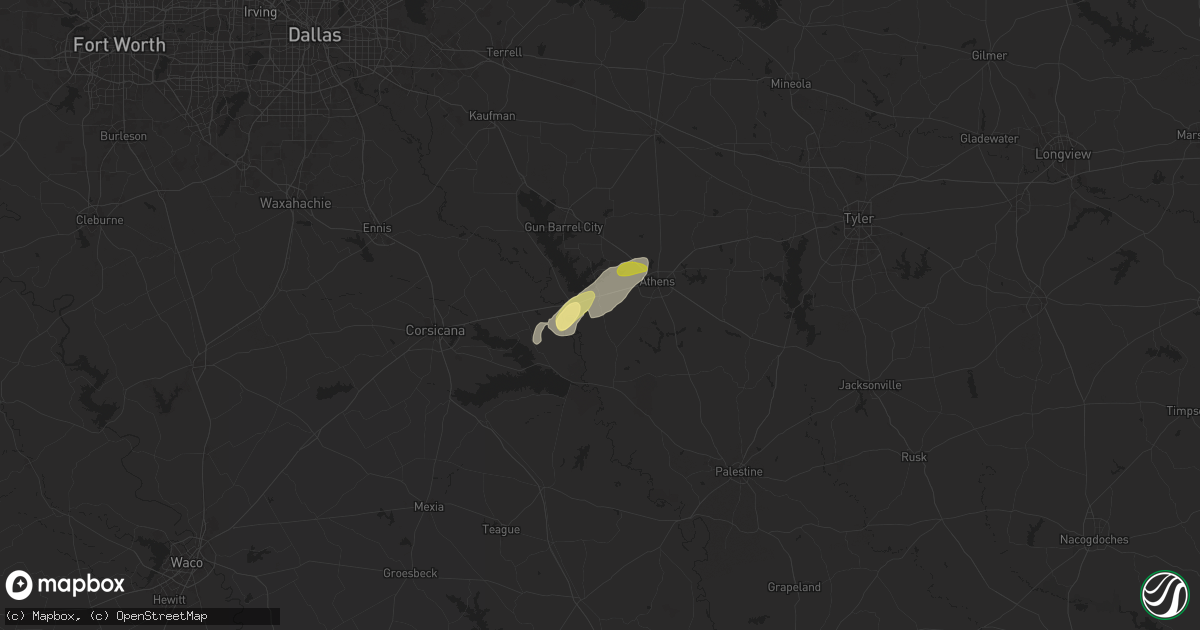 Hail map in Malakoff, TX on April 9, 2024