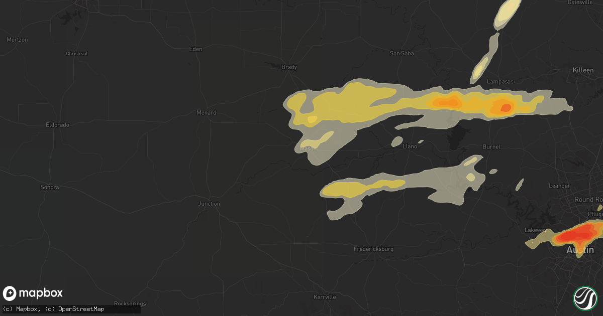 Hail map in Mason, TX on April 9, 2024
