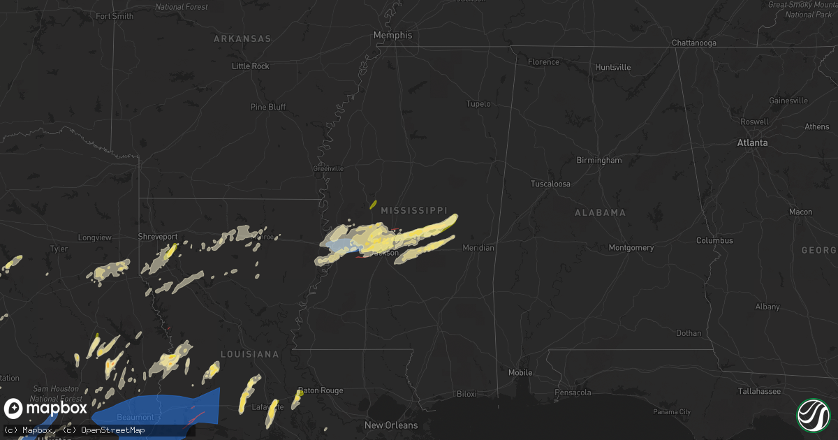 Hail map in Mississippi on April 9, 2024