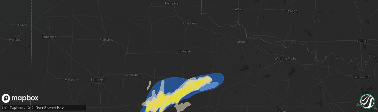 Hail map in Paducah, TX on April 9, 2024