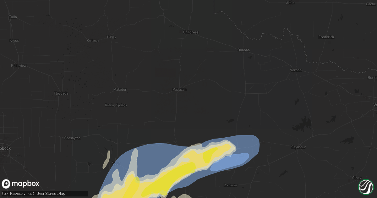 Hail map in Paducah, TX on April 9, 2024