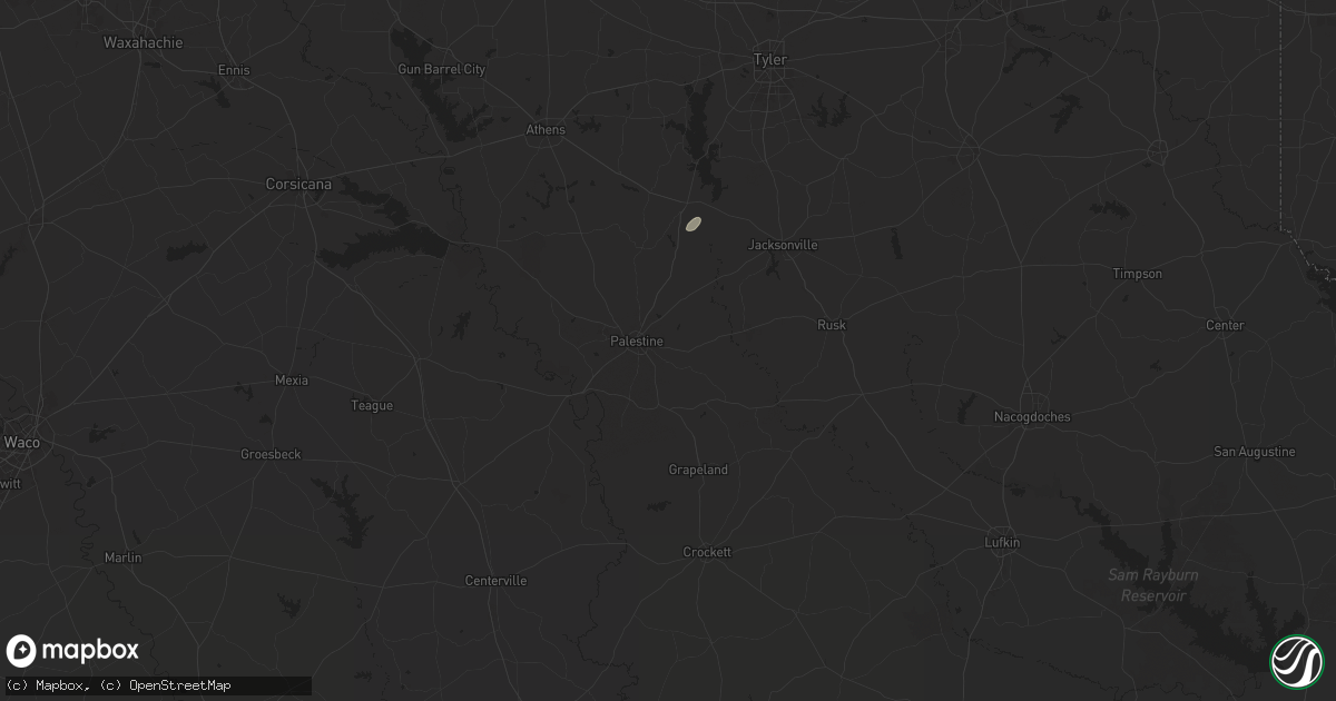 Hail map in Palestine, TX on April 9, 2024