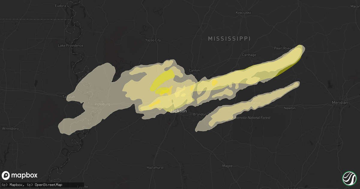 Hail map in Ridgeland, MS on April 9, 2024