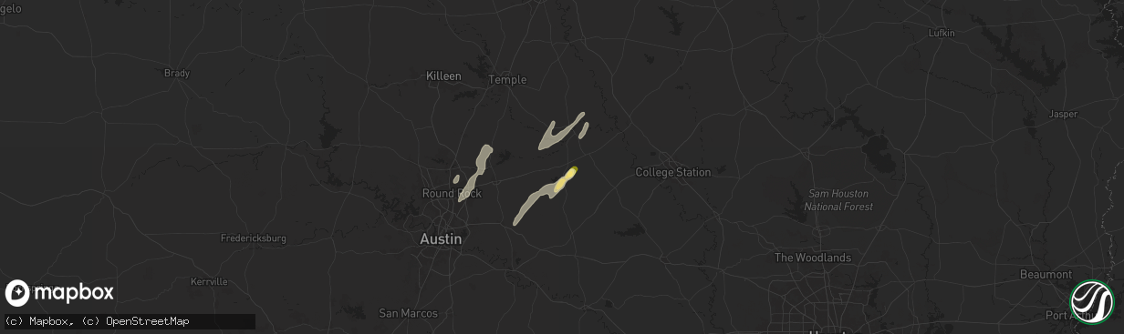Hail map in Rockdale, TX on April 9, 2024