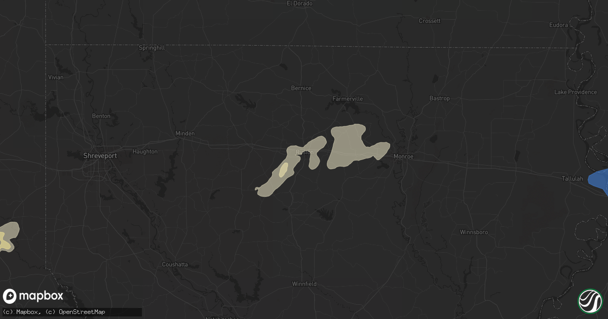 Hail map in Ruston, LA on April 9, 2024