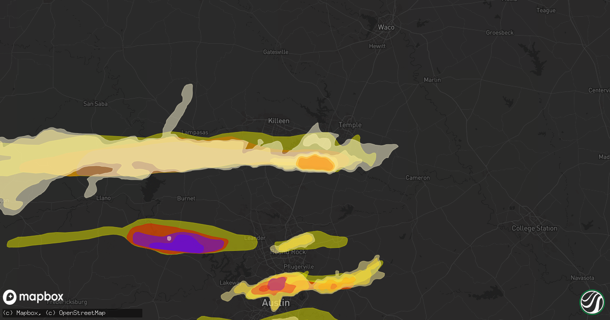 Hail map in Salado, TX on April 9, 2024