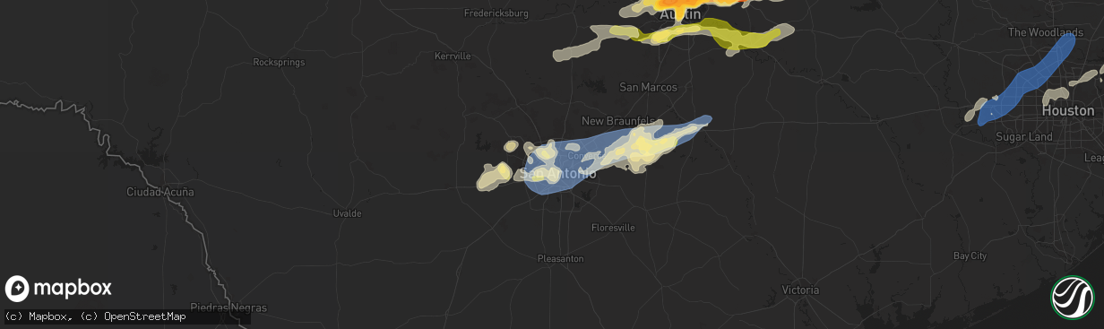 Hail map in San Antonio, TX on April 9, 2024