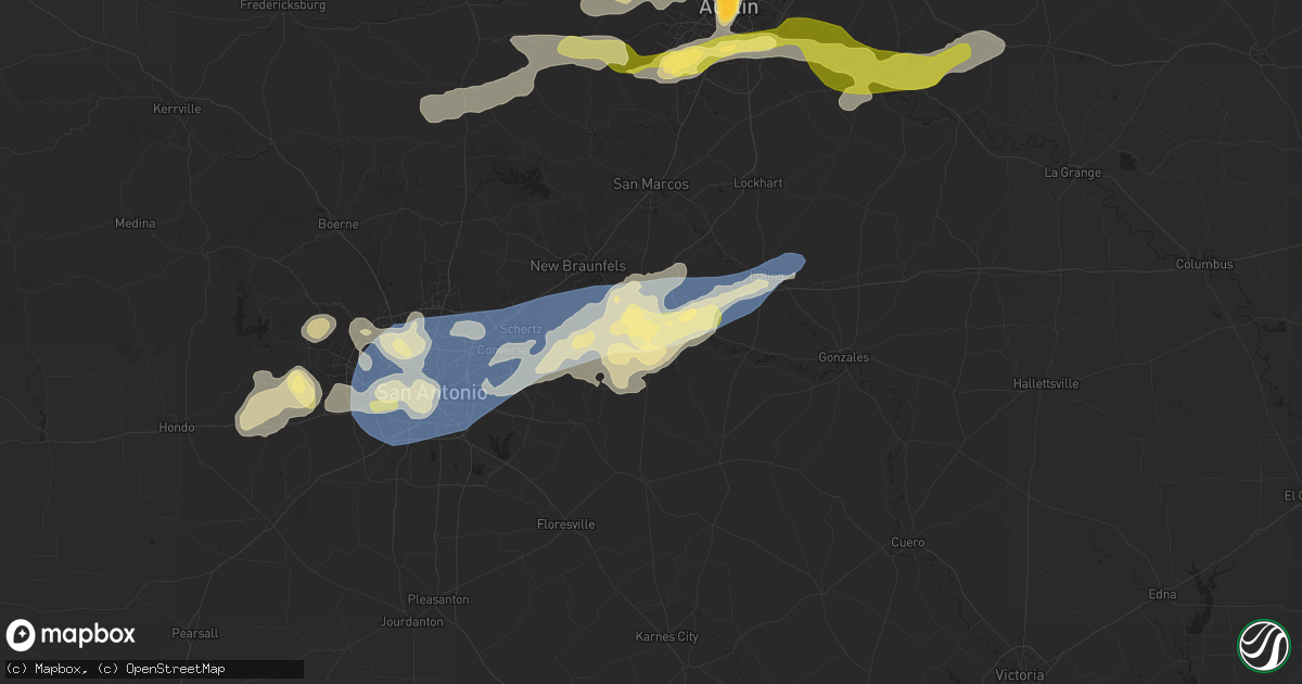 Hail map in Seguin, TX on April 9, 2024
