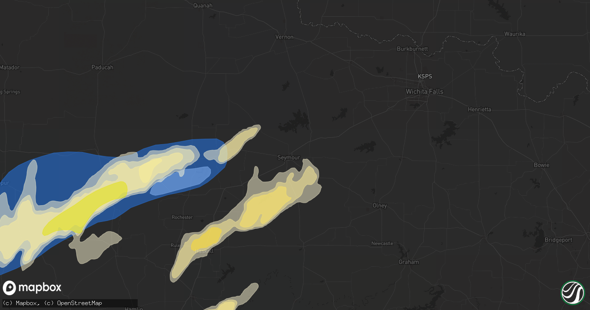 Hail map in Seymour, TX on April 9, 2024