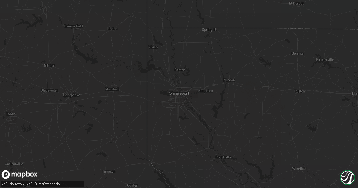 Hail map in Shreveport, LA on April 9, 2024