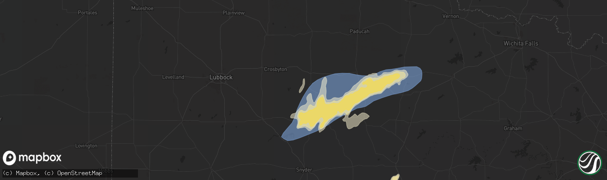 Hail map in Spur, TX on April 9, 2024