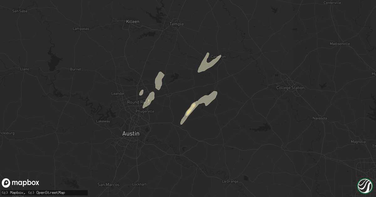 Hail map in Thrall, TX on April 9, 2024