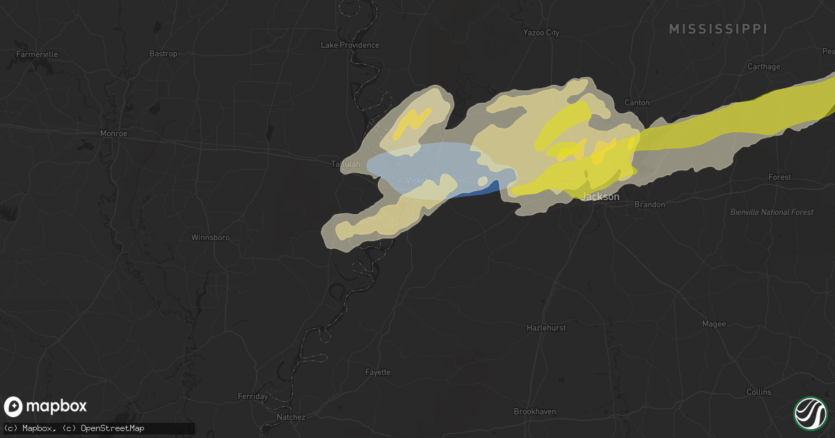 Hail map in Vicksburg, MS on April 9, 2024