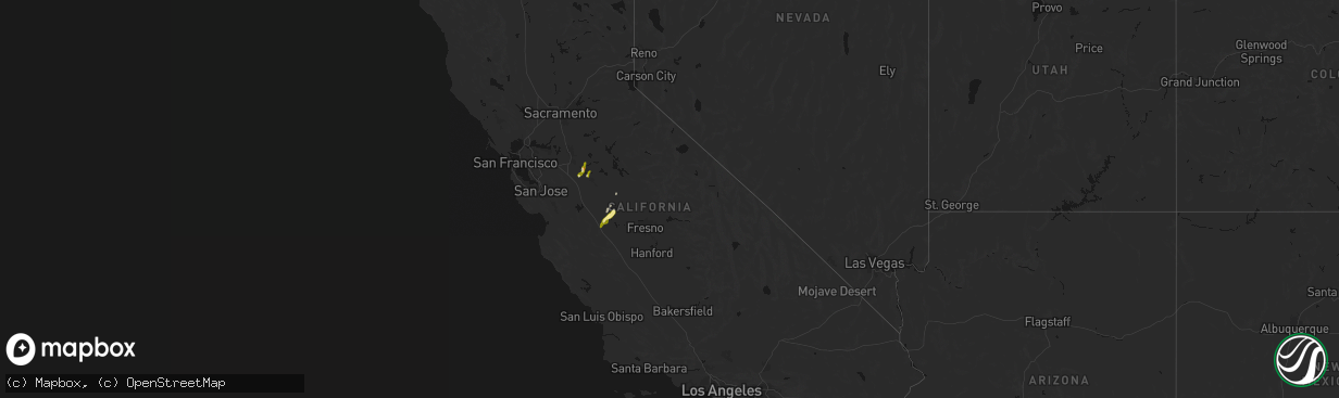 Hail map in California on April 9, 2026