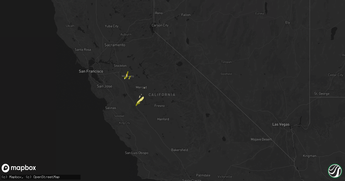 Hail map in California on April 9, 2026