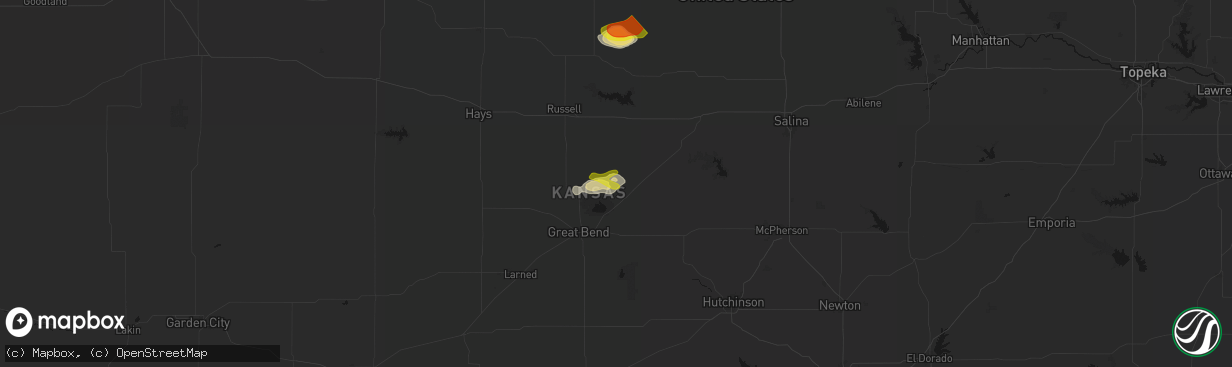 Hail map in Claflin, KS on April 9, 2026