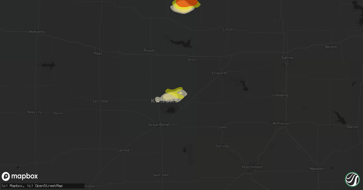 Hail map in Claflin, KS on April 9, 2026