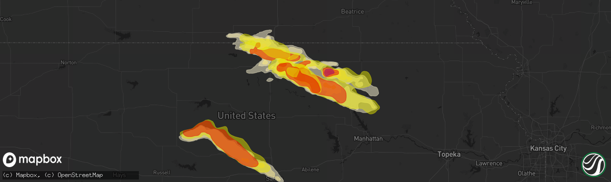 Hail map in Clifton, KS on April 9, 2026