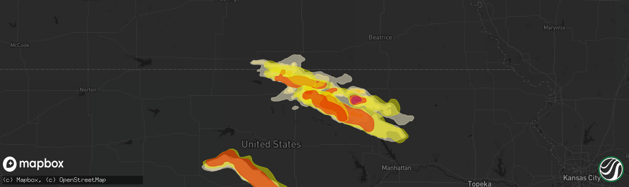 Hail map in Cuba, KS on April 9, 2026