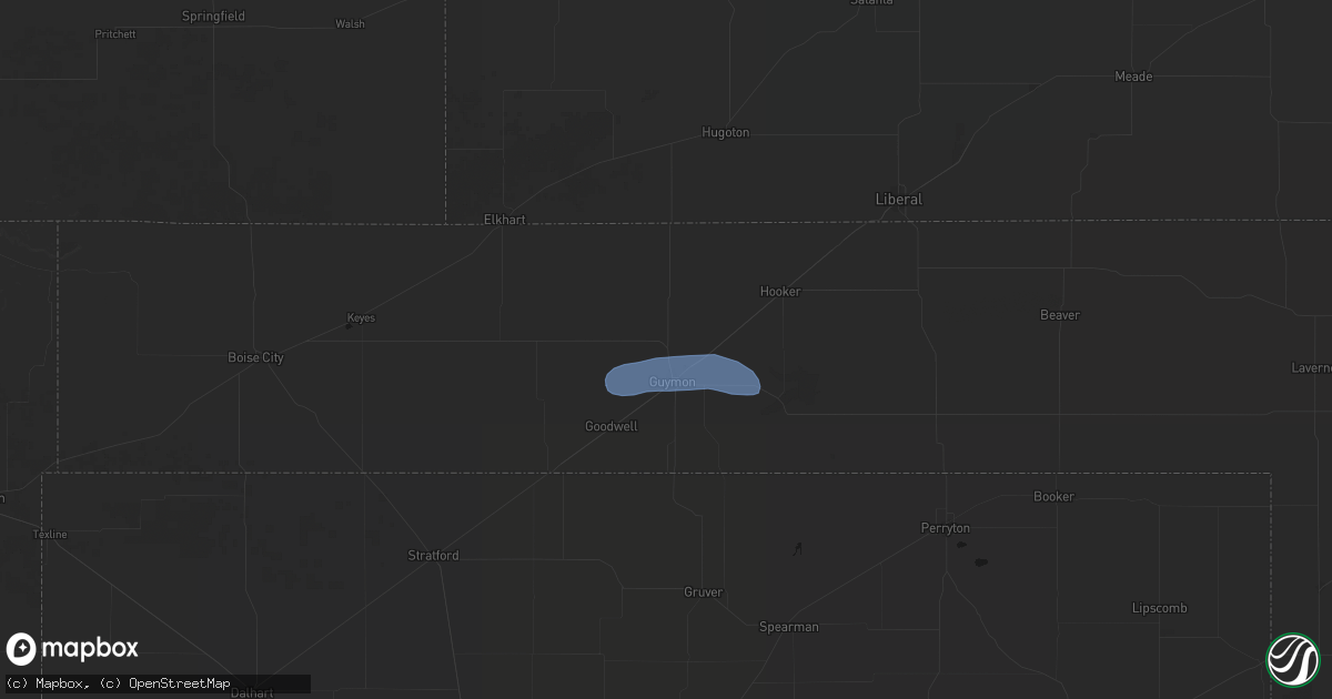 Hail map in Guymon, OK on April 9, 2026