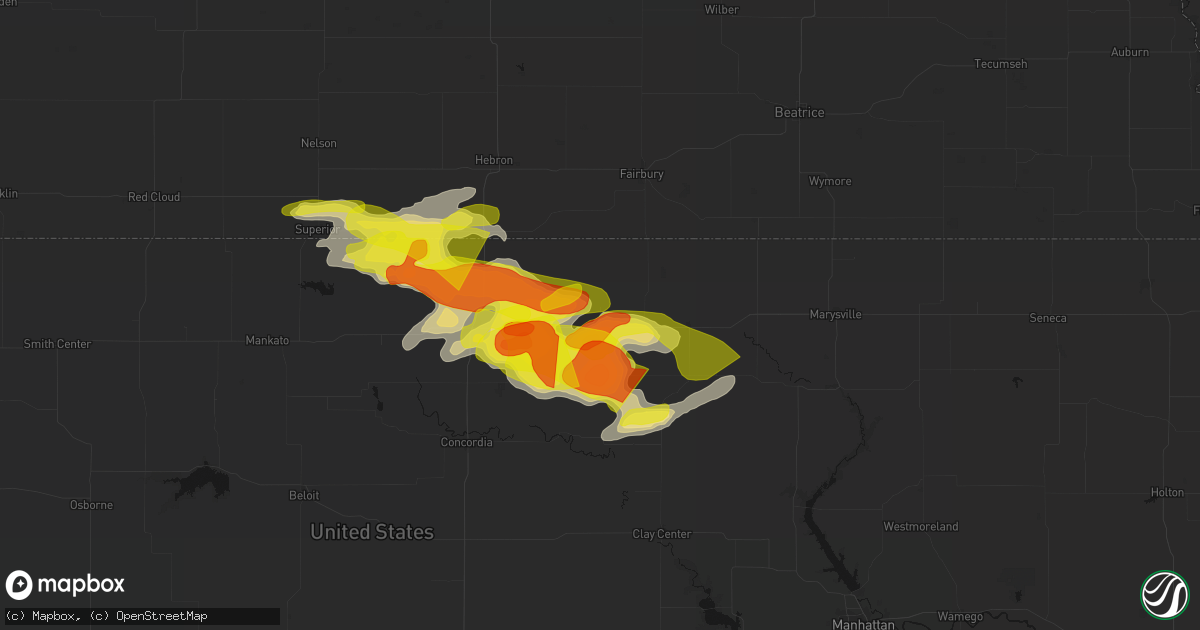 Hail map in Haddam, KS on April 9, 2026
