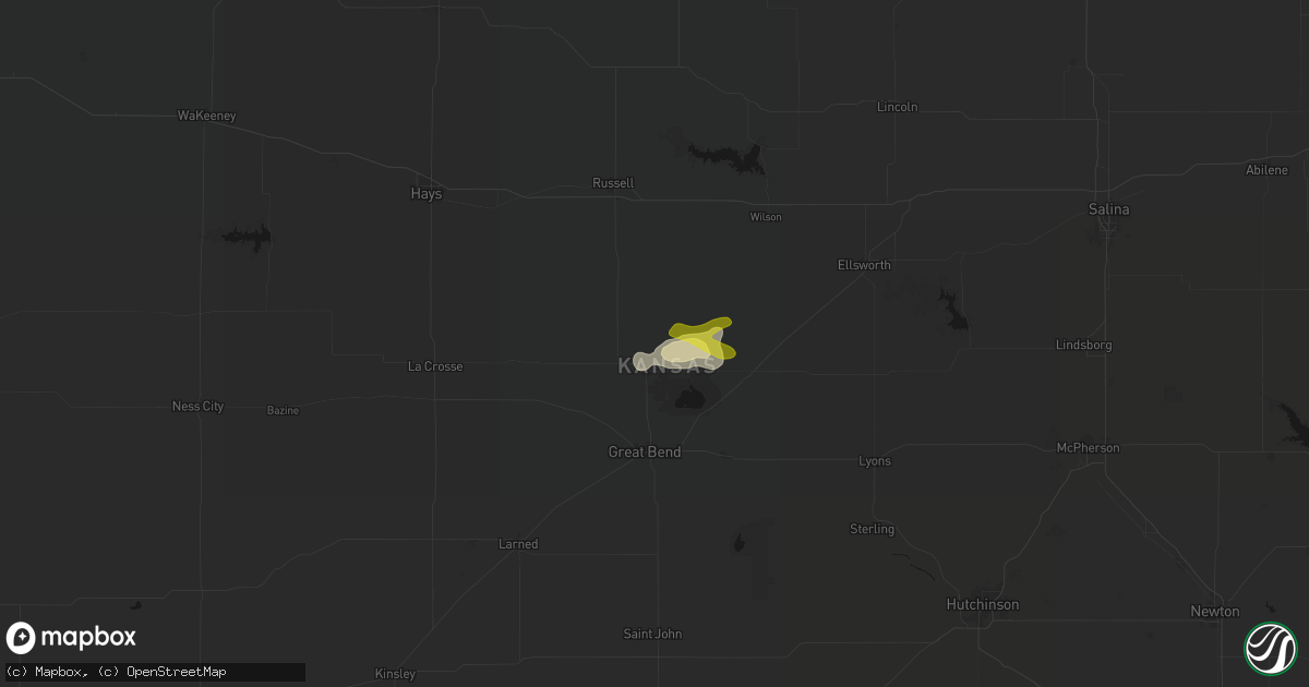 Hail map in Hoisington, KS on April 9, 2026